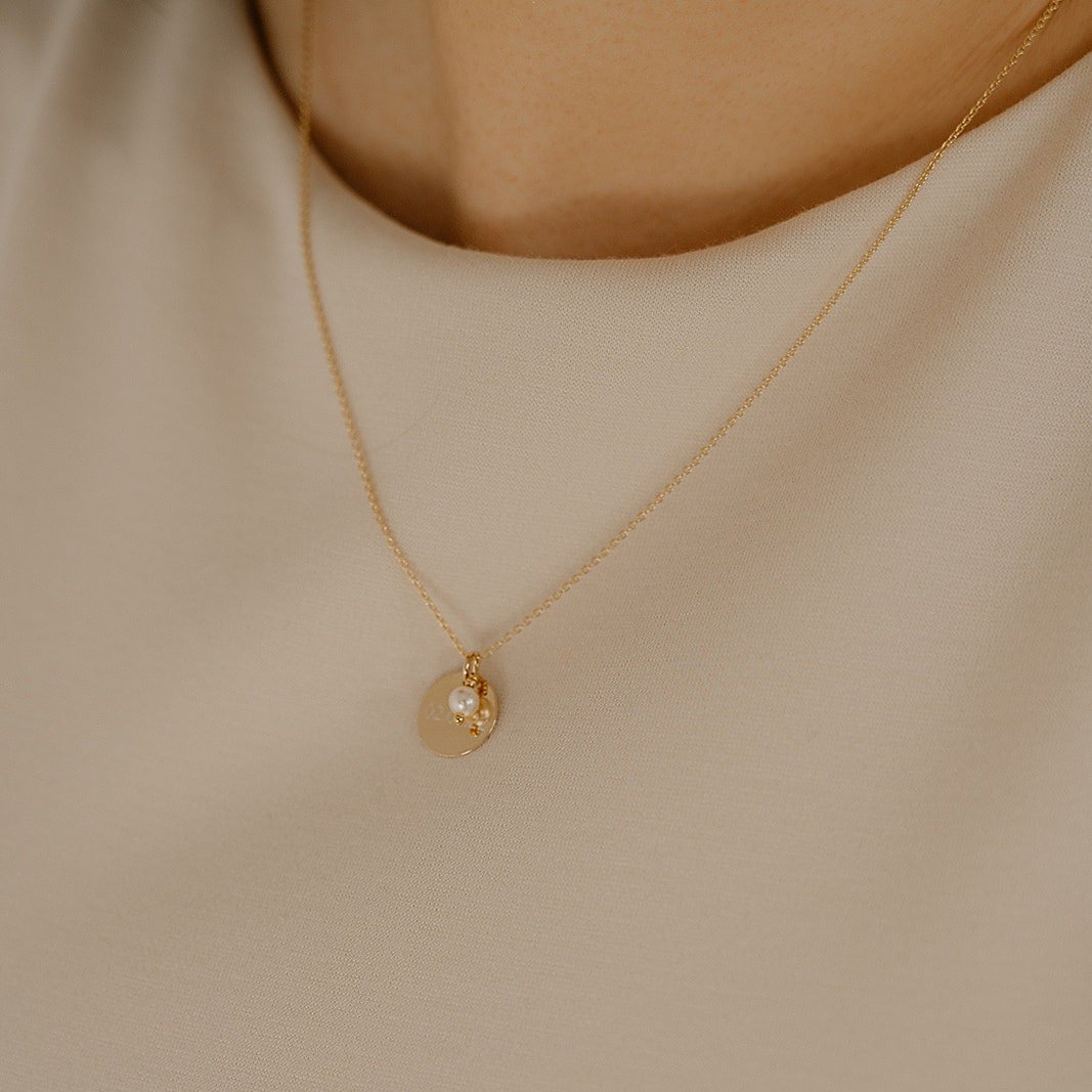 Gravurkette rund mit Perle