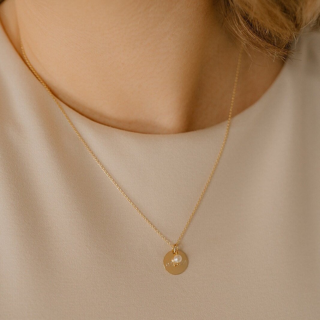 Gravurkette rund mit Perle