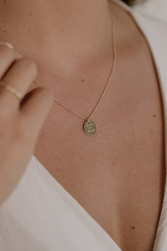 Gravurkette 'no rain no flowers'